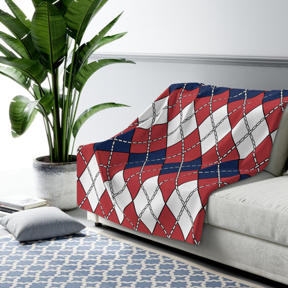United States Minor Outlying Islands Retro Argyle Blanket Throw