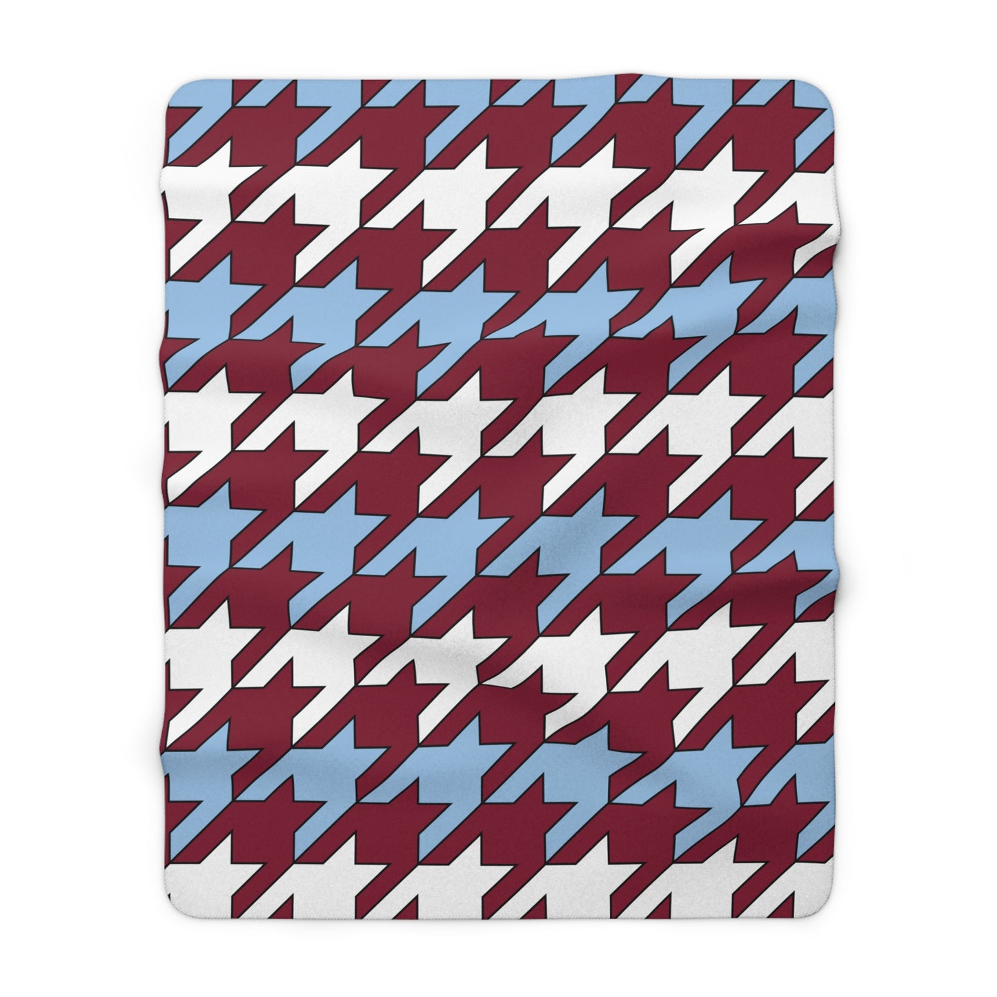 Claret, Blue, White Retro Houndstooth Blanket Throw