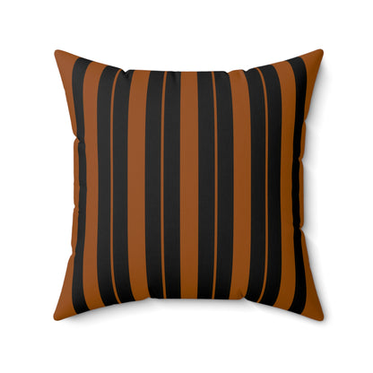 Brown, Black Retro Stripes Cushion Pillow