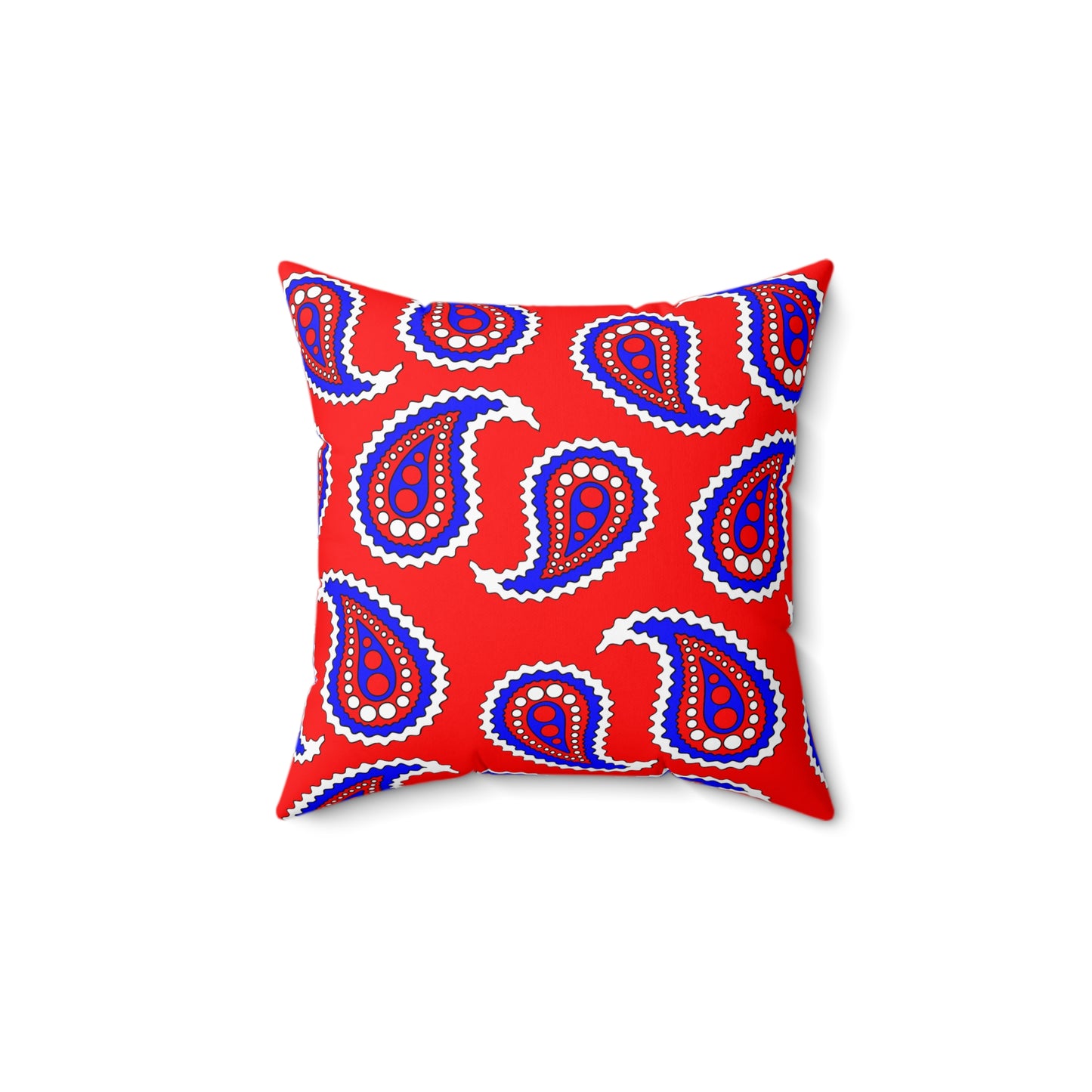 Red, White, Blue Retro Paisley Cushion Pillow