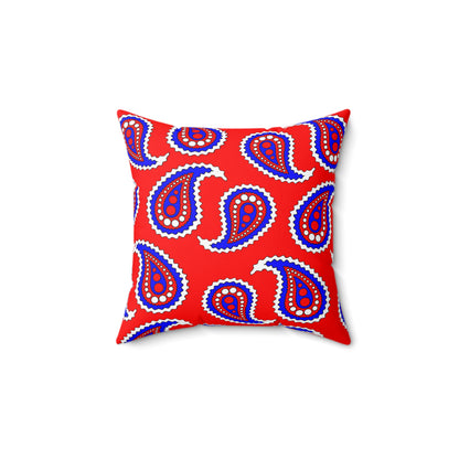 Red, White, Blue Retro Paisley Cushion Pillow