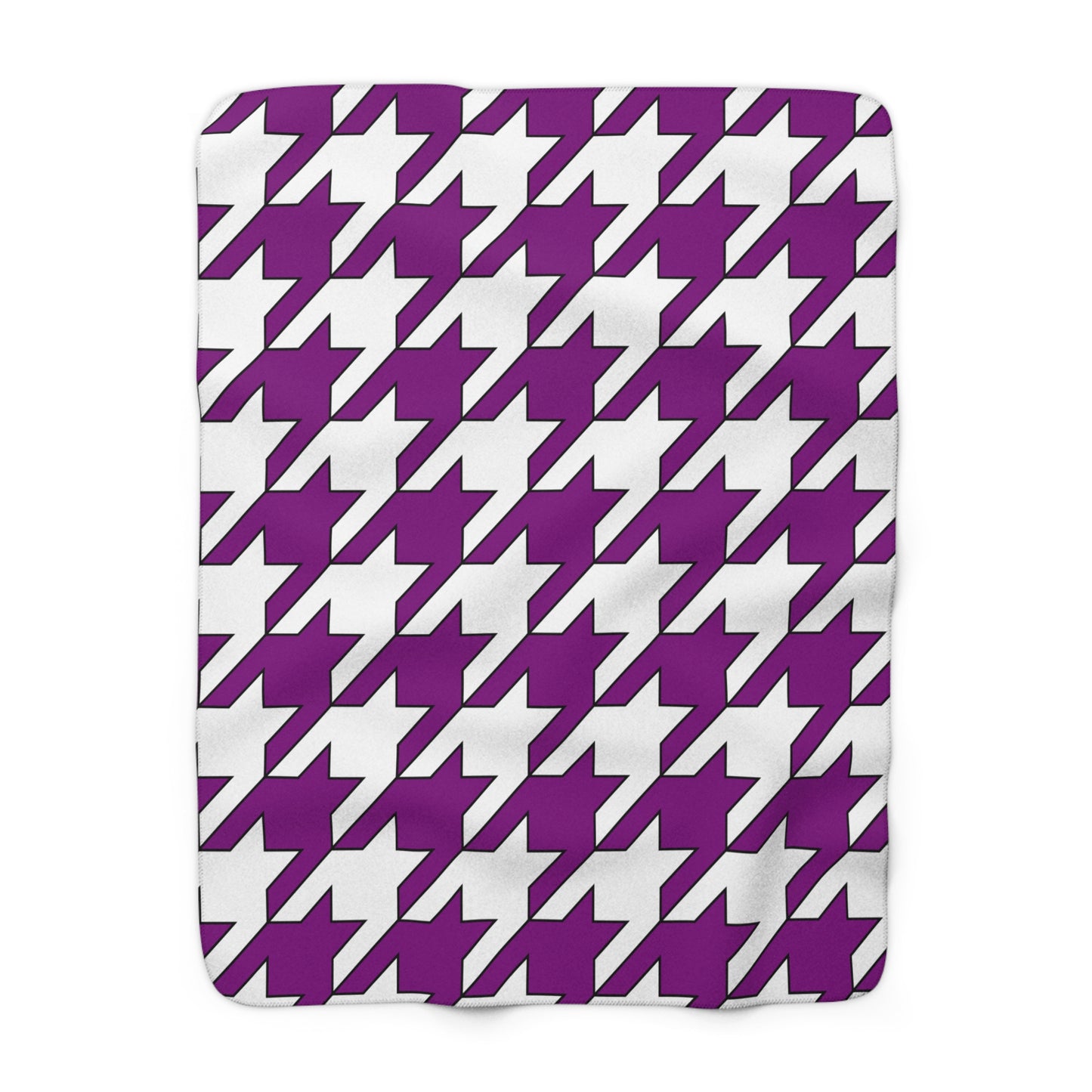 Purple, White Retro Houndstooth Blanket Throw
