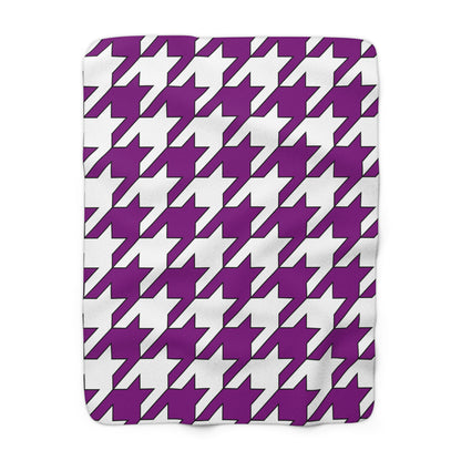 Purple, White Retro Houndstooth Blanket Throw
