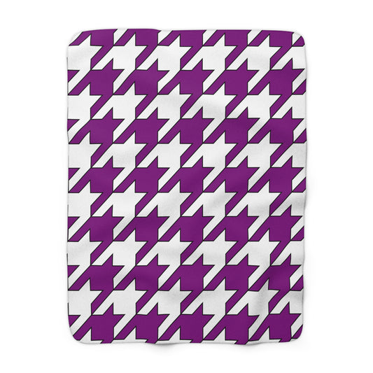 Purple, White Retro Houndstooth Blanket Throw