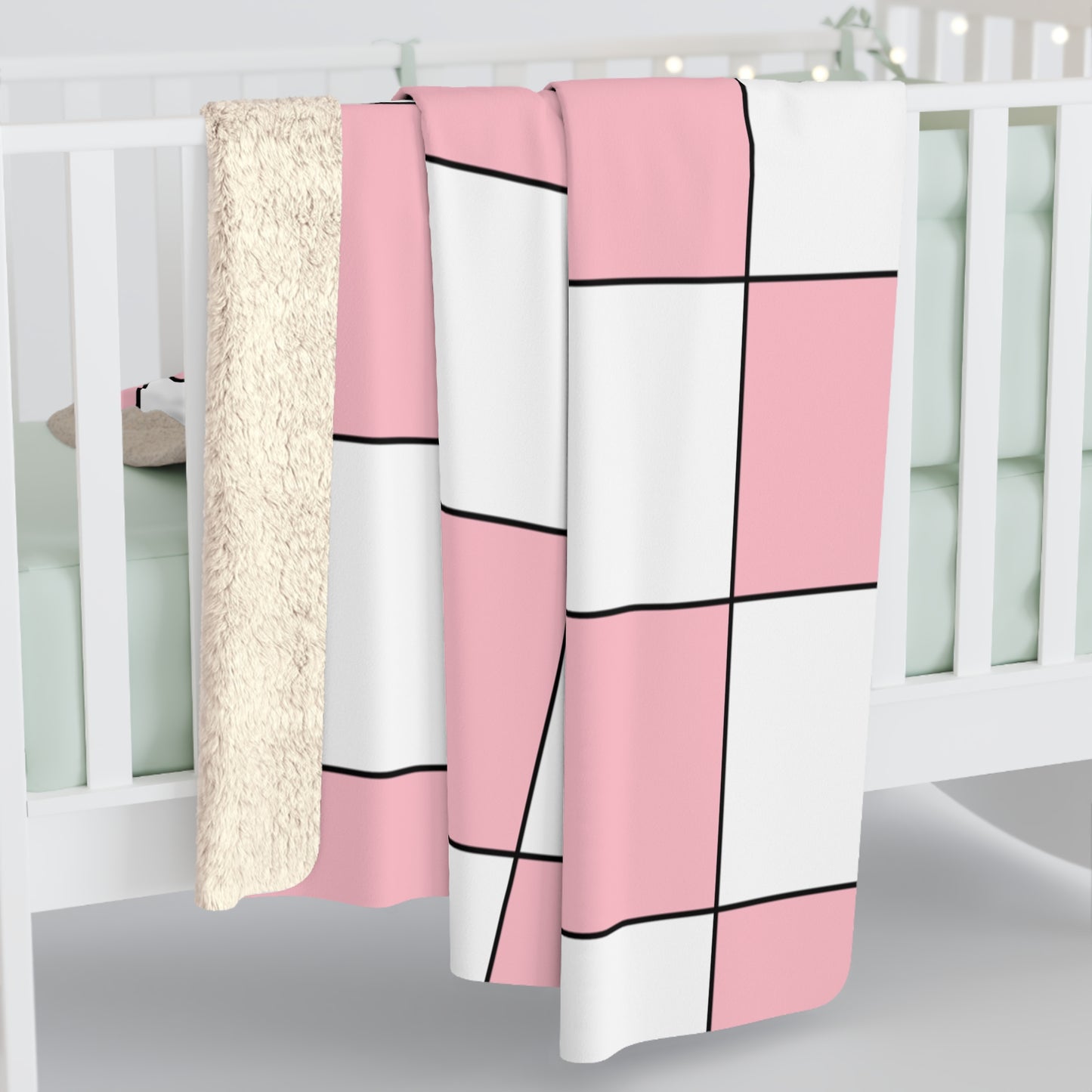 Pink, White Retro Check Blanket Throw