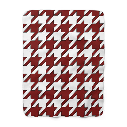 Maroon, White Retro Houndstooth Blanket Throw