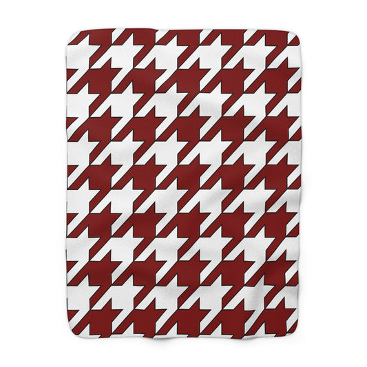 Maroon, White Retro Houndstooth Blanket Throw
