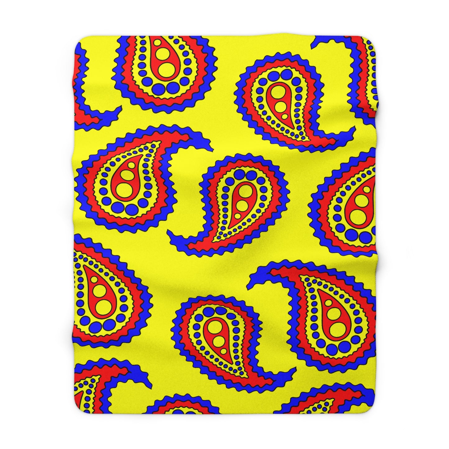 Yellow, Blue, Red Retro Paisley Blanket Throw