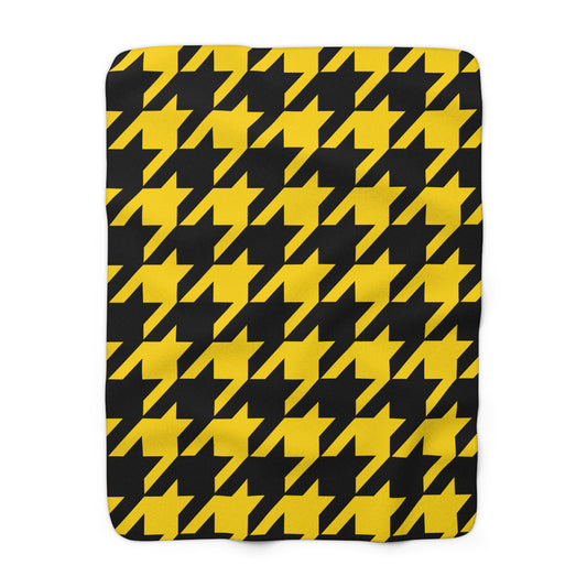 Gold, Black Retro Houndstooth Blanket Throw
