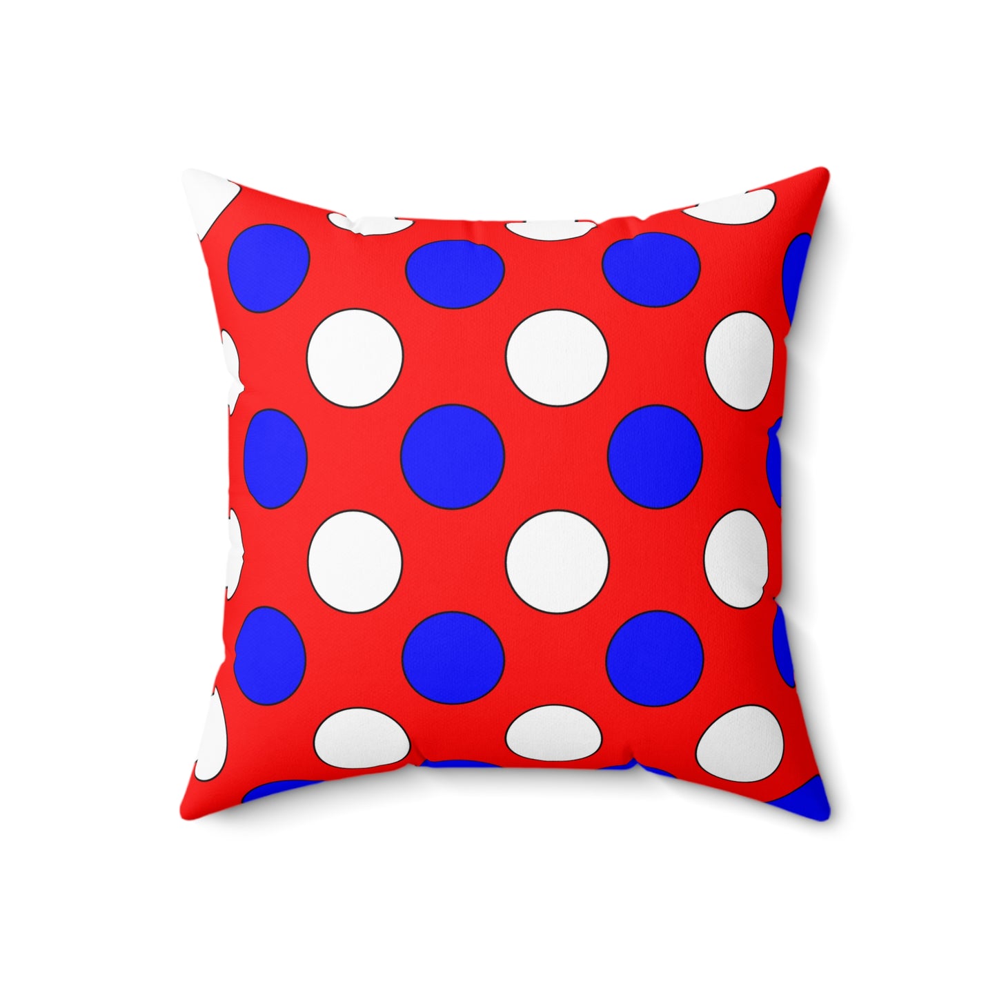 Red, White, Blue Retro Polka Dots Cushion Pillow