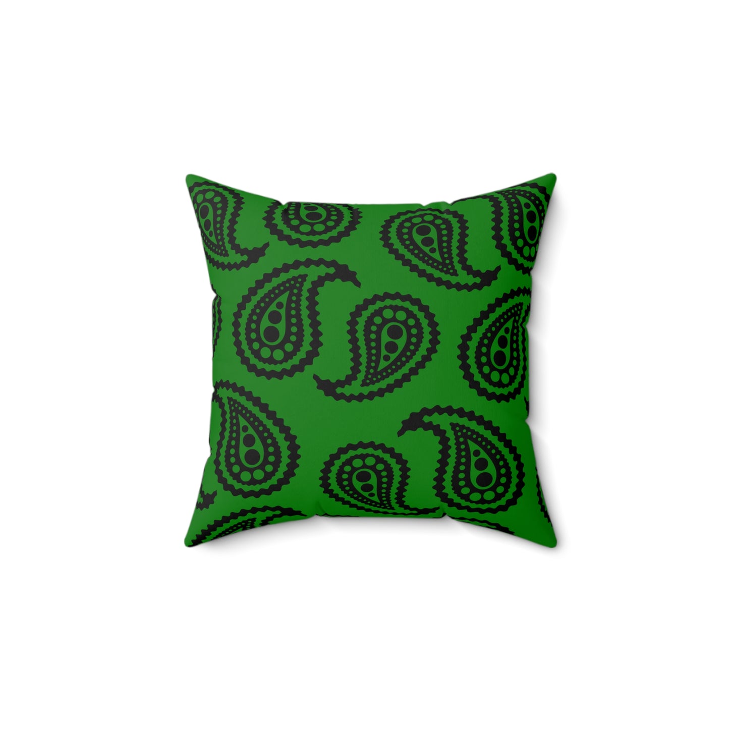 Green, Black Retro Paisley Cushion Pillow