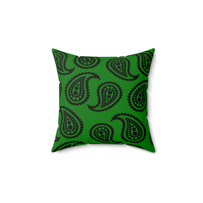 Green, Black Retro Paisley Cushion Pillow