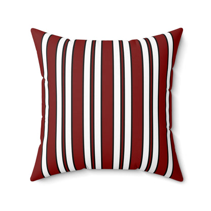 Maroon, White Retro Stripes Cushion Pillow