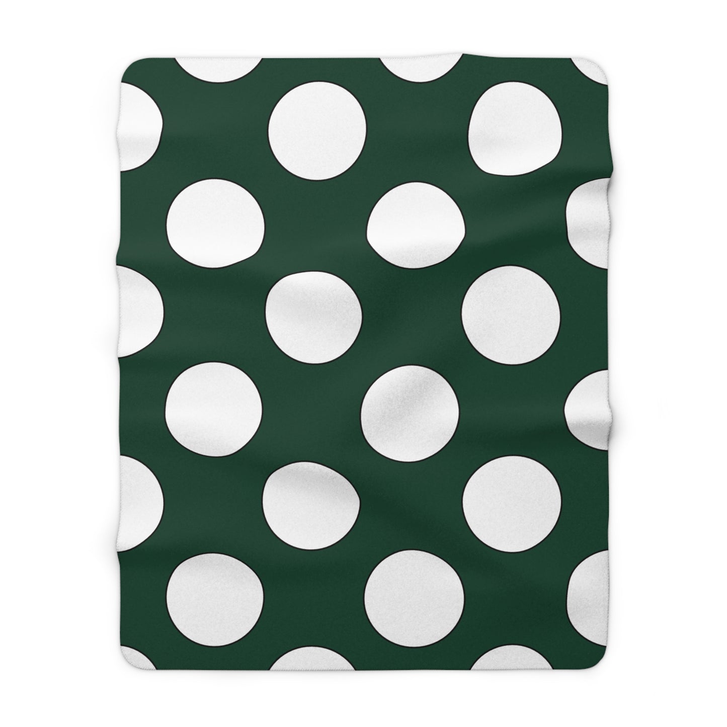 Dark Green, White Retro Polka Dots Blanket Throw