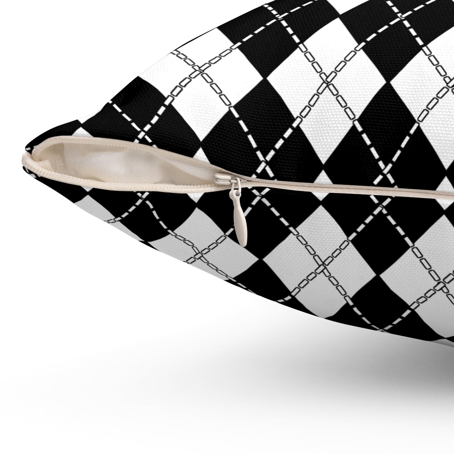 Black, White Retro Argyle Cushion Pillow
