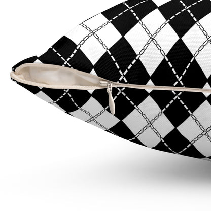 Black, White Retro Argyle Cushion Pillow