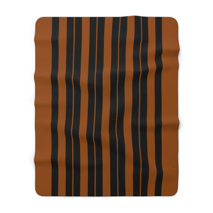 Brown, Black Retro Stripes Blanket Throw