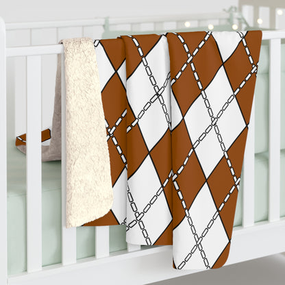 Brown, White Retro Argyle Blanket Throw