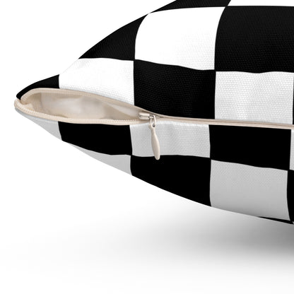 Black, White Retro Check Cushion Pillow