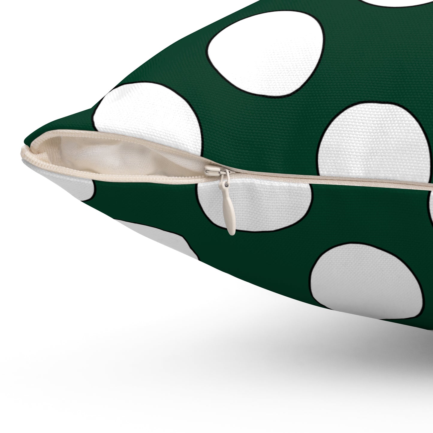 Dark Green, White Retro Polka Dots Cushion Pillow
