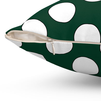 Dark Green, White Retro Polka Dots Cushion Pillow