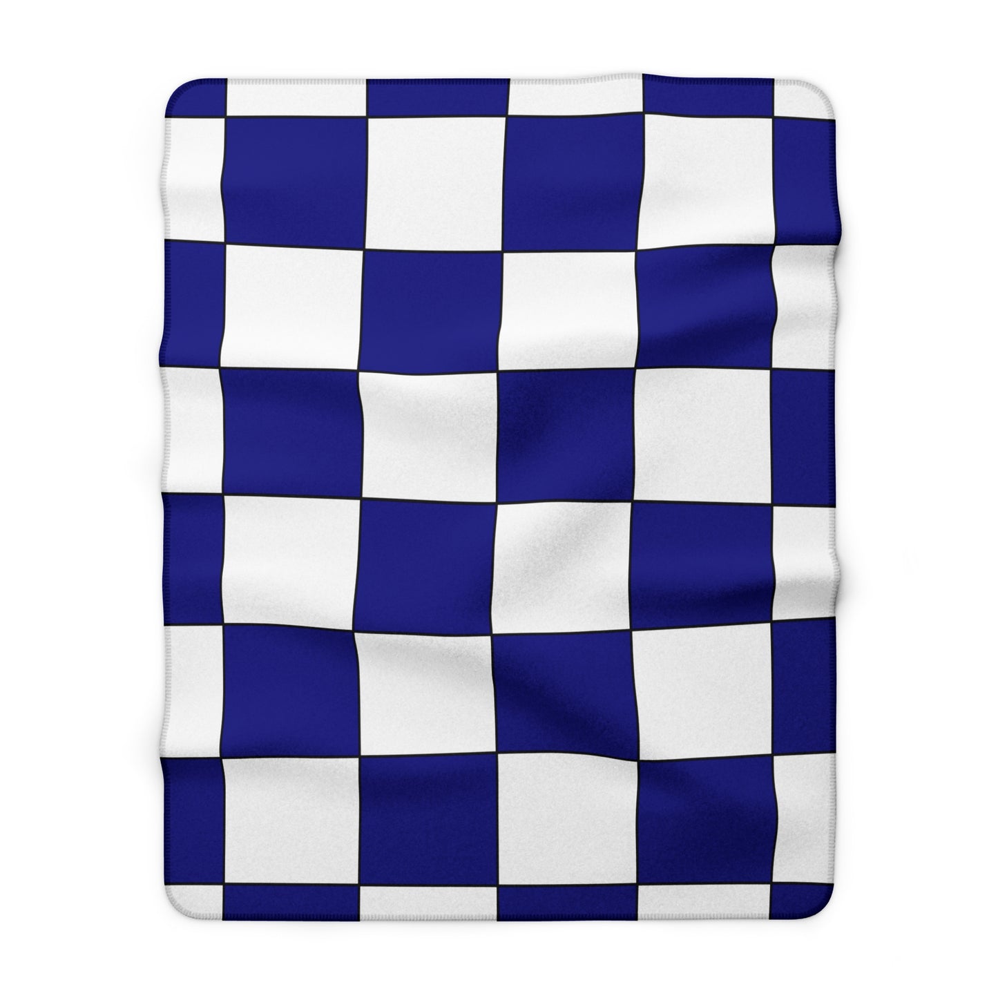 Navy Blue, White Retro Check Blanket Throw