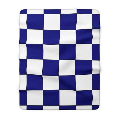 Navy Blue, White Retro Check Blanket Throw