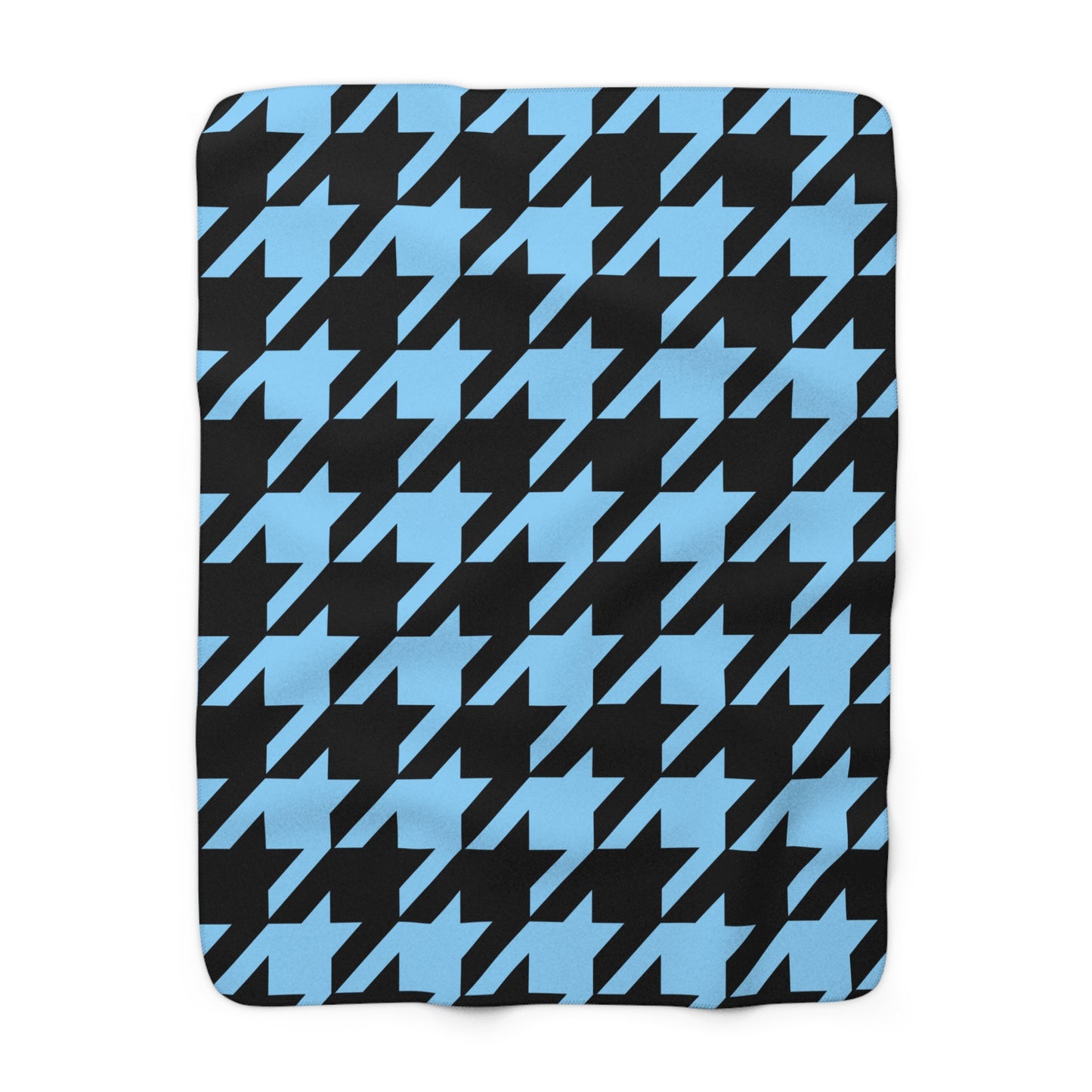 Light Blue, Black Retro Houndstooth Blanket Throw