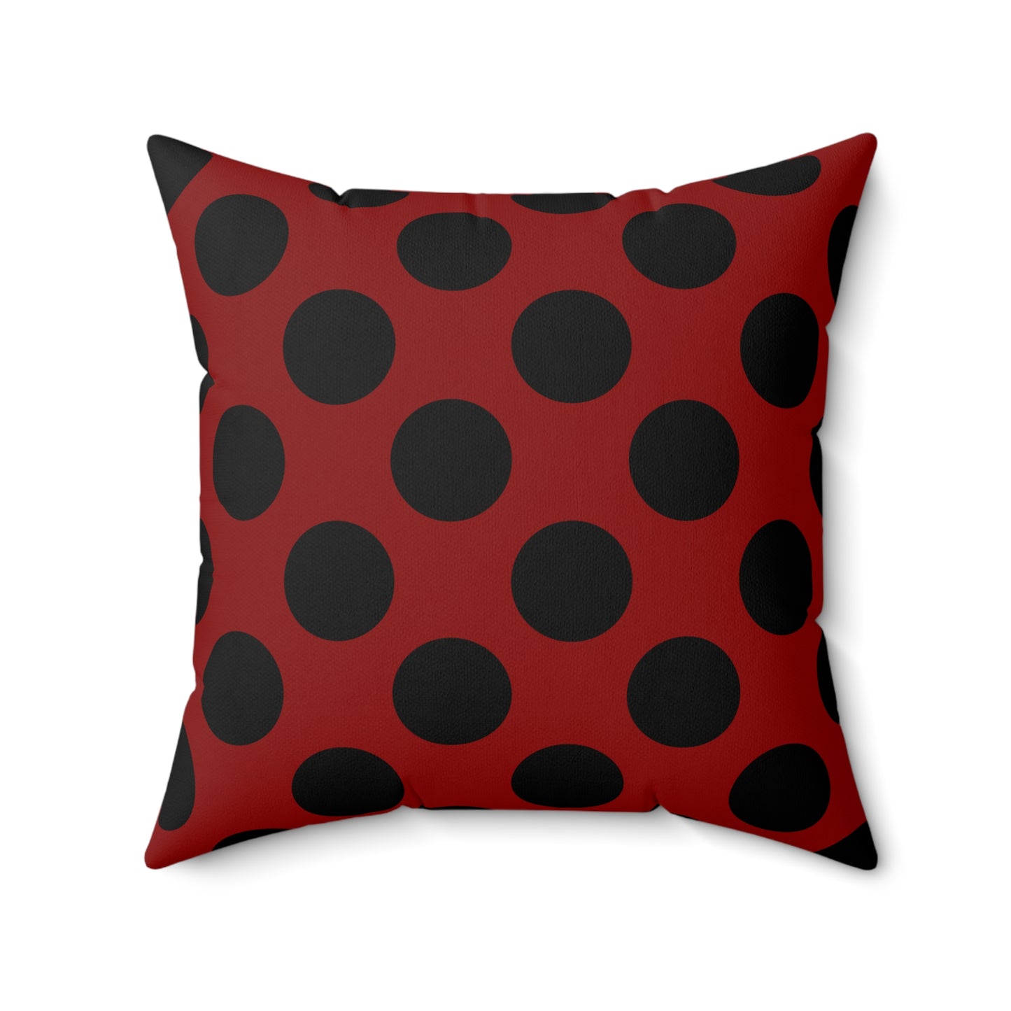 Dark Red, Black Retro Polka Dots Cushion Pillow