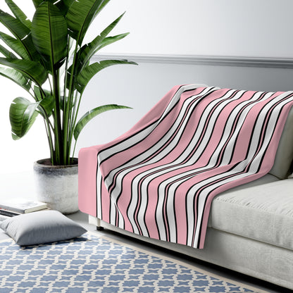 Pink, White Retro Stripes Blanket Throw