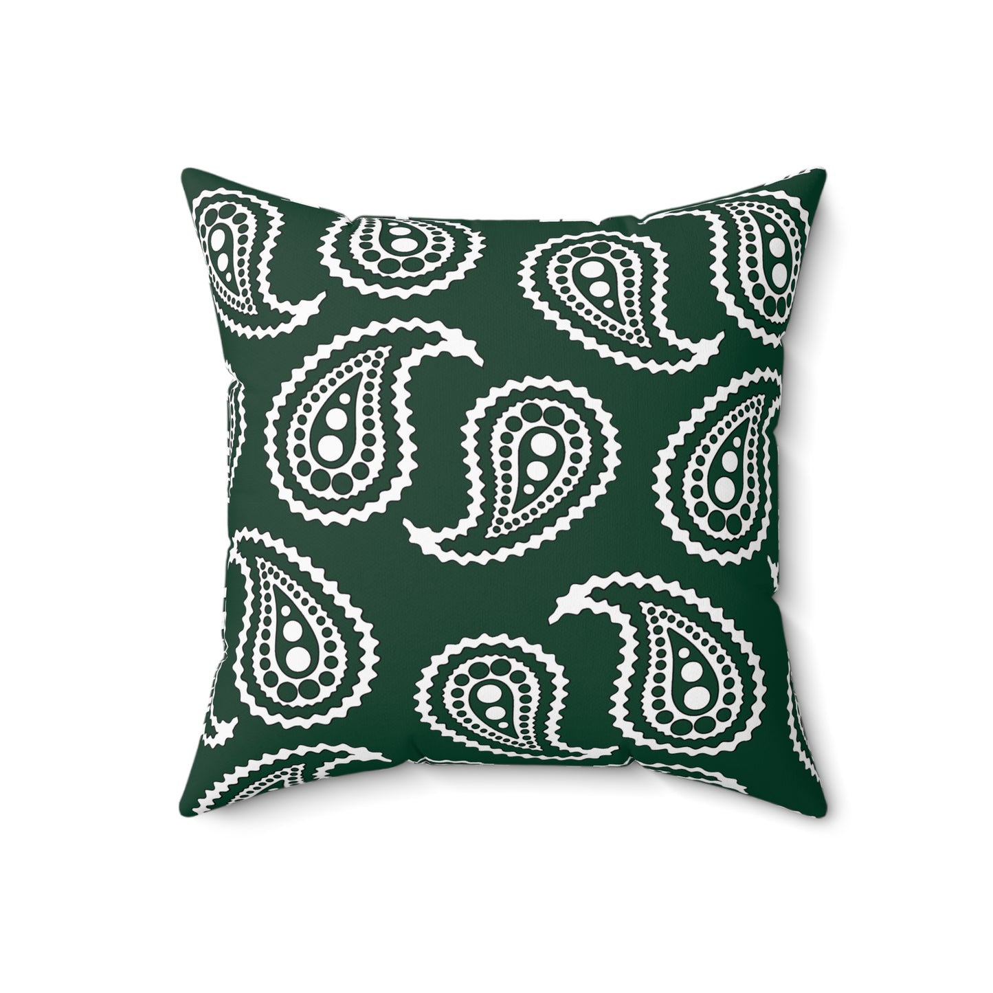 Dark Green, White Retro Paisley Cushion Pillow