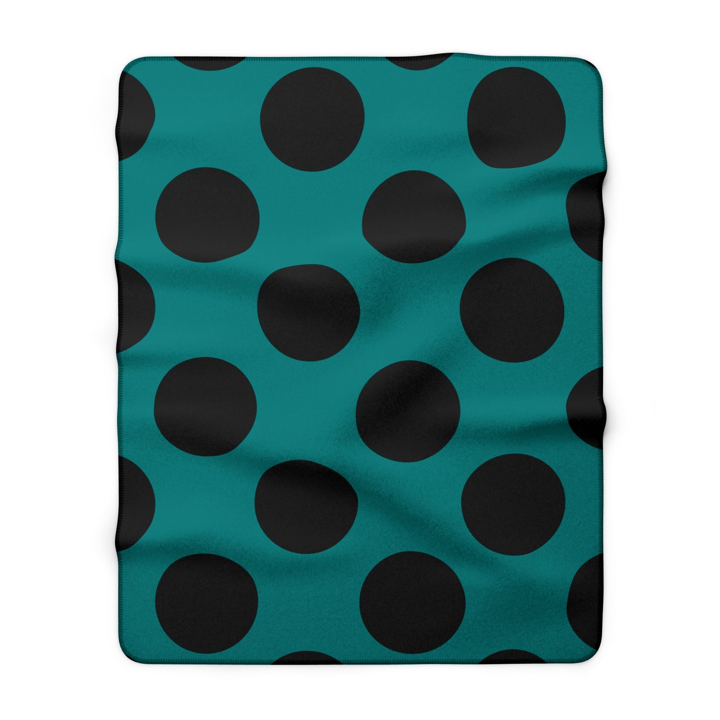Teal, Black Retro Polka Dots Blanket Throw