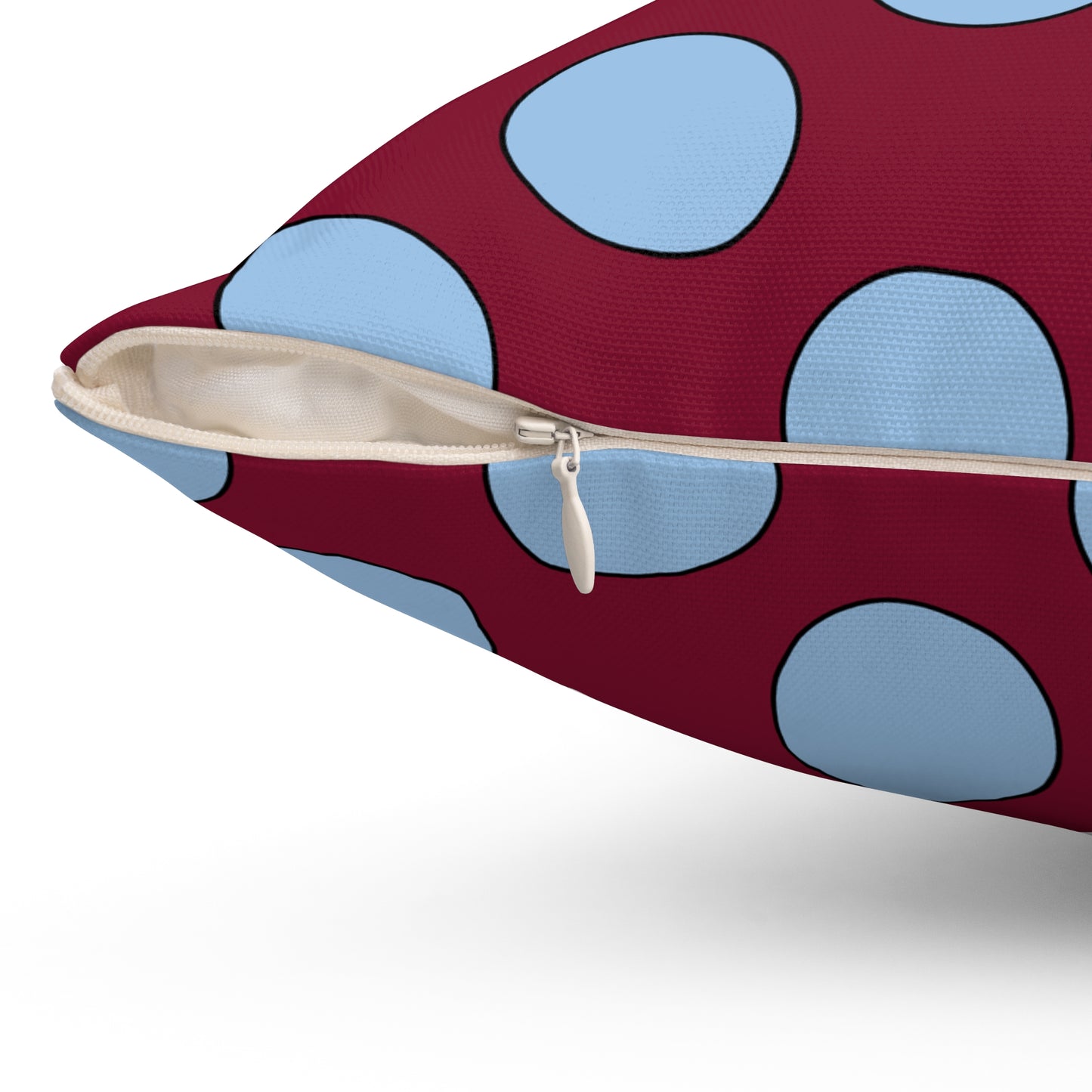 Claret, Blue Retro Polka Cushion Pillow