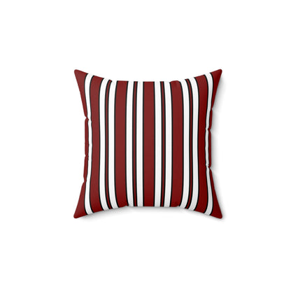 Maroon, White Retro Stripes Cushion Pillow