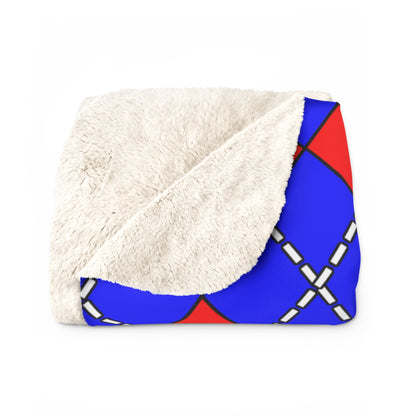 Blue, Red Retro Argyle Blanket Throw