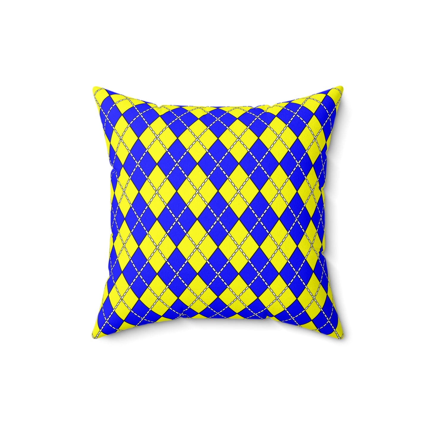 Yellow, Blue Retro Argyle Cushion Pillow