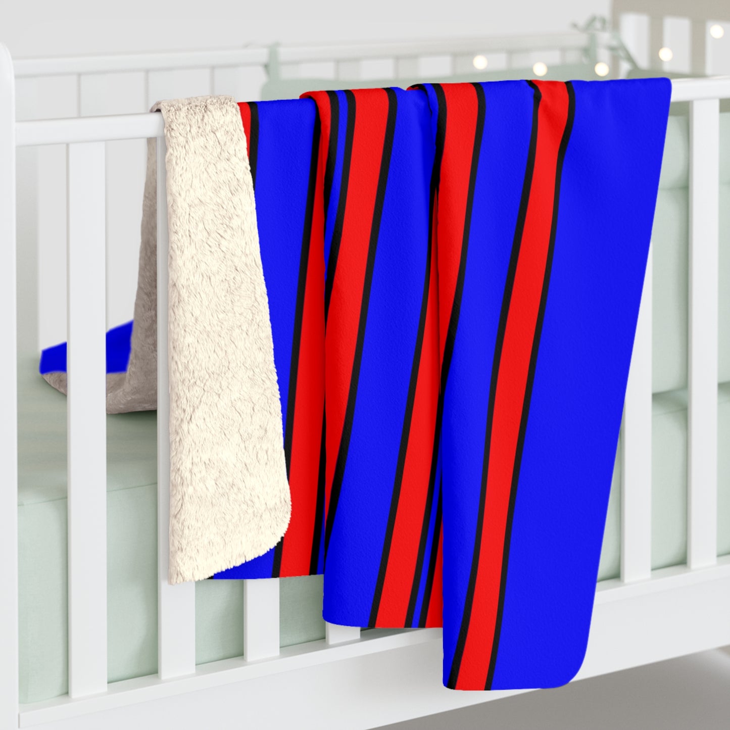 Blue, Red Retro Stripes Blanket Throw