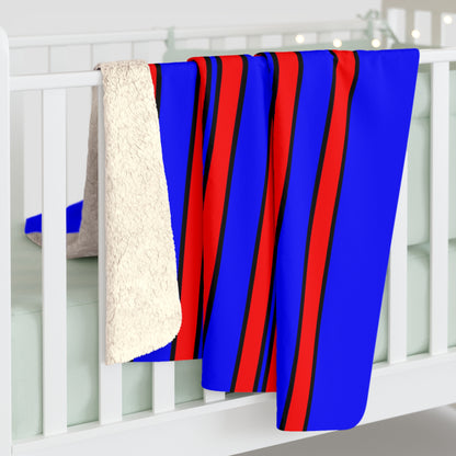 Blue, Red Retro Stripes Blanket Throw