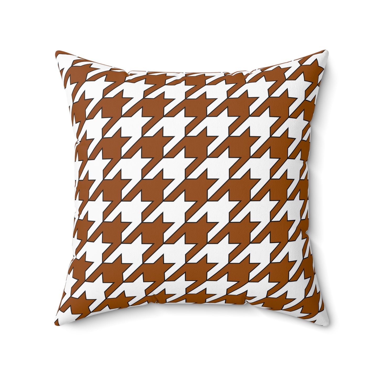 Brown, White Retro Houndstooth Cushion Pillow