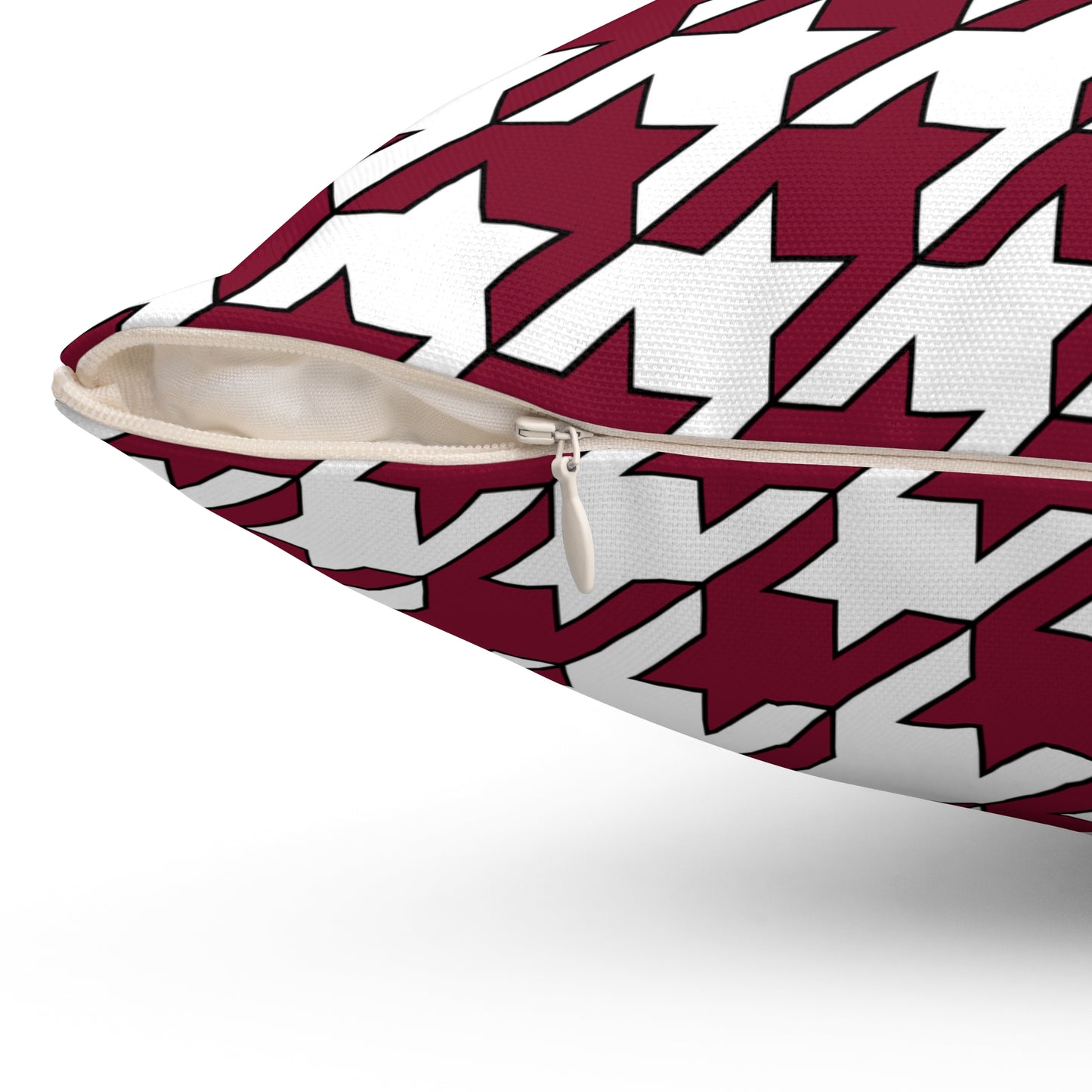 Claret, White Retro Houndstooth Cushion Pillow