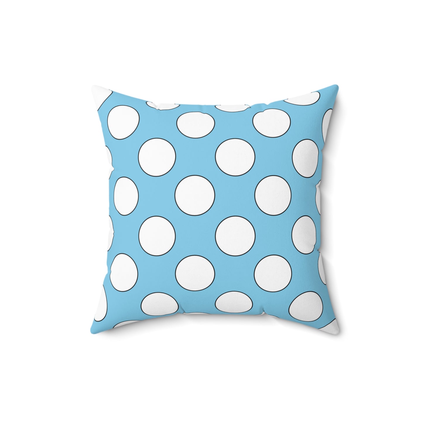 Sky Blue, White Retro Polka Dots Cushion Pillow