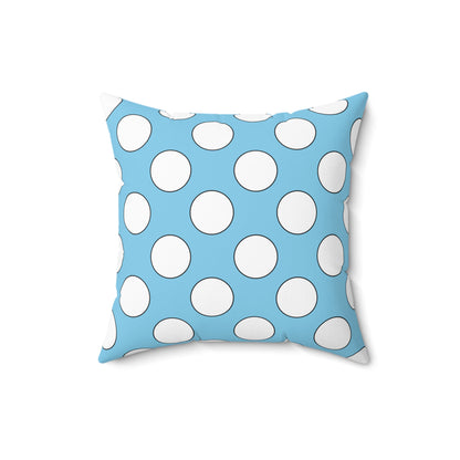 Sky Blue, White Retro Polka Dots Cushion Pillow