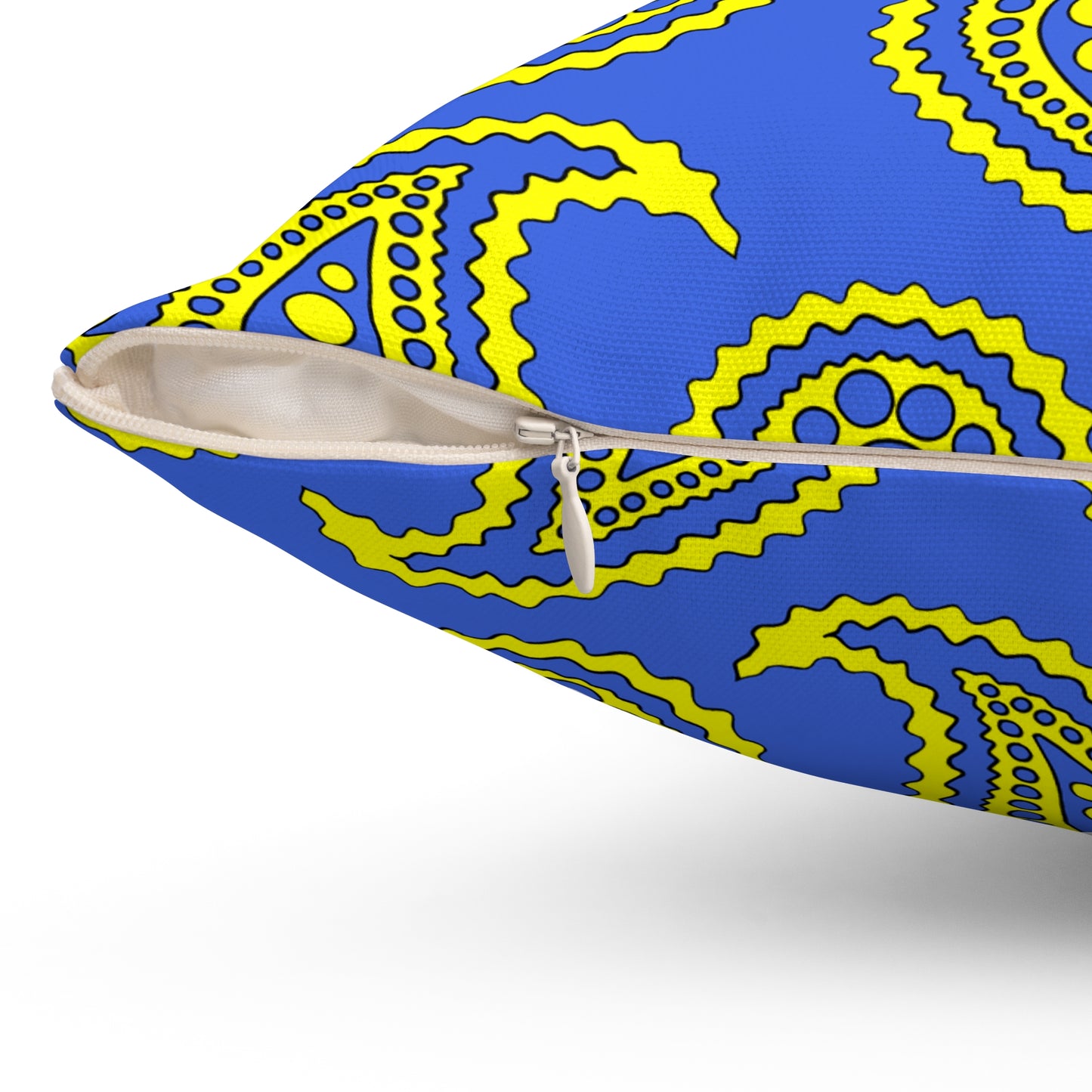Royal Blue, Yellow Retro Paisley Cushion Pillow