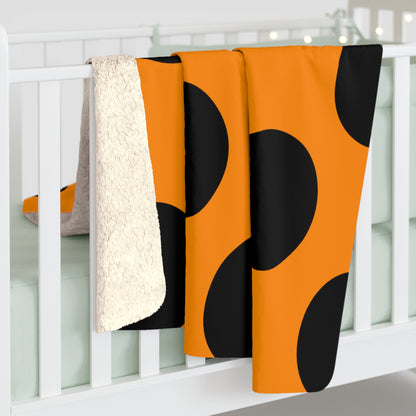 Dark Orange, Black Retro Polka Dots Blanket Throw