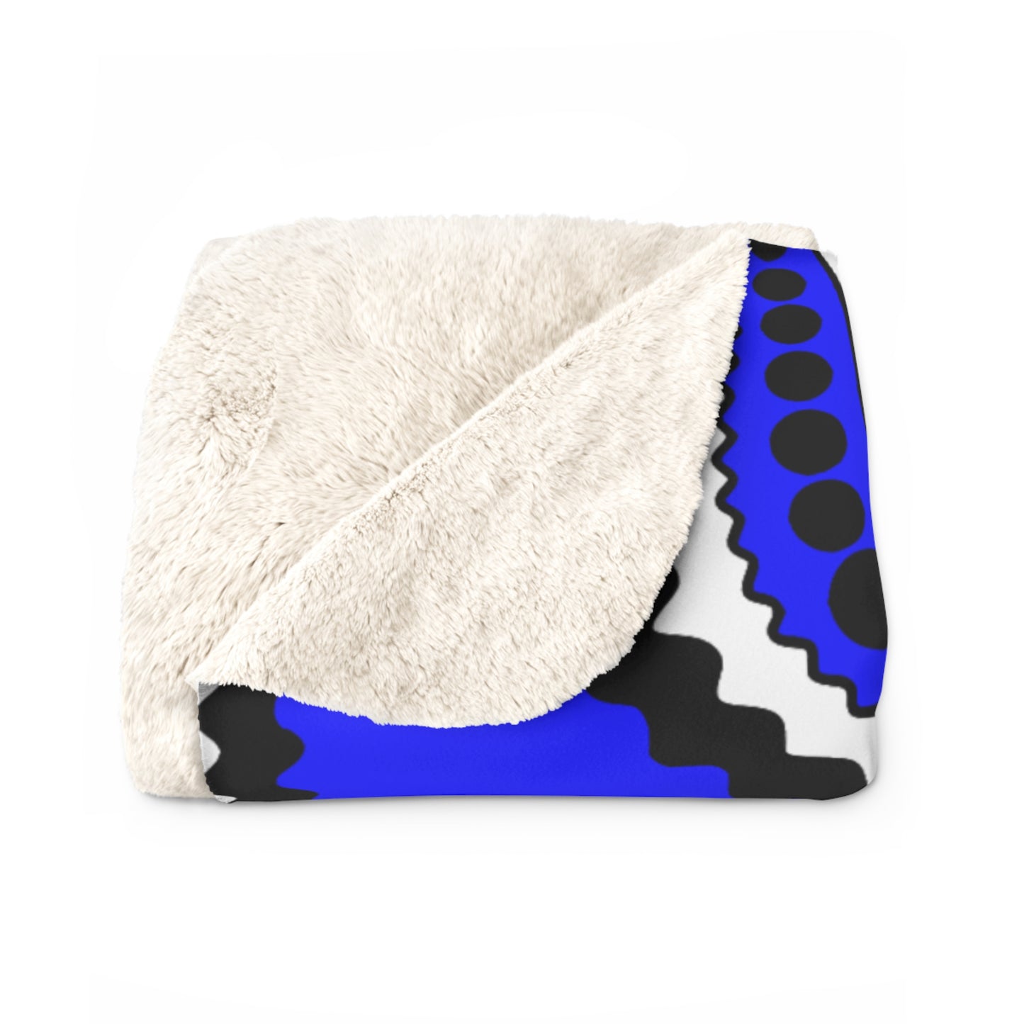 Blue, Black, White Retro Paisley Blanket Throw