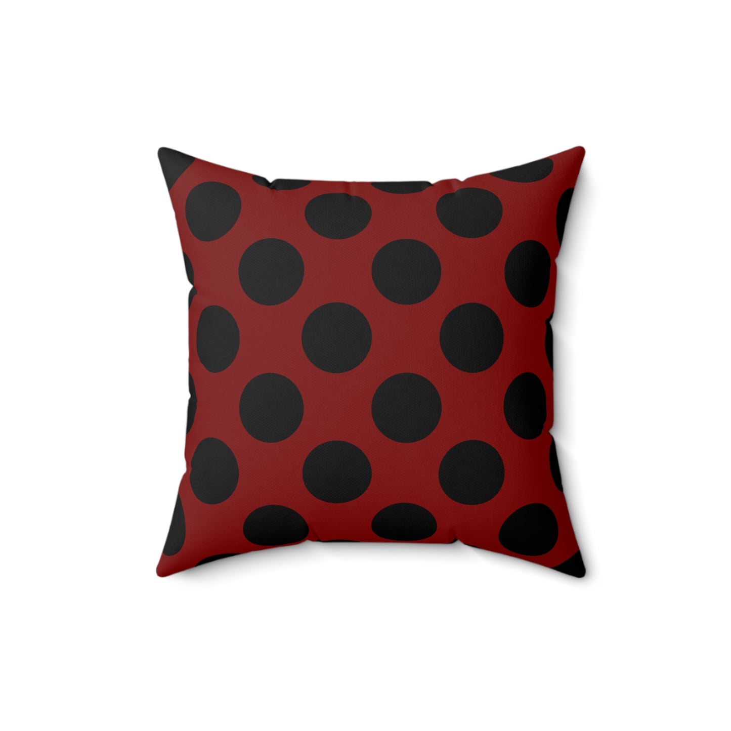 Maroon, Black Retro Polka Dots Cushion Pillow