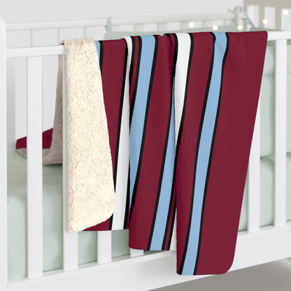 Claret, Blue, White Retro Stripe Blanket Throw