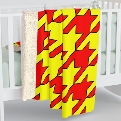 Red, Yellow Retro Houndstooth Blanket Throw
