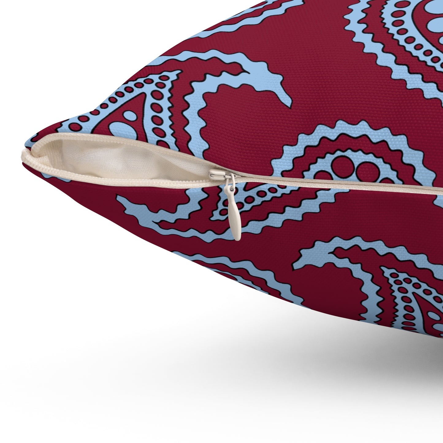 Claret, Blue Retro Paisley Cushion Pillow