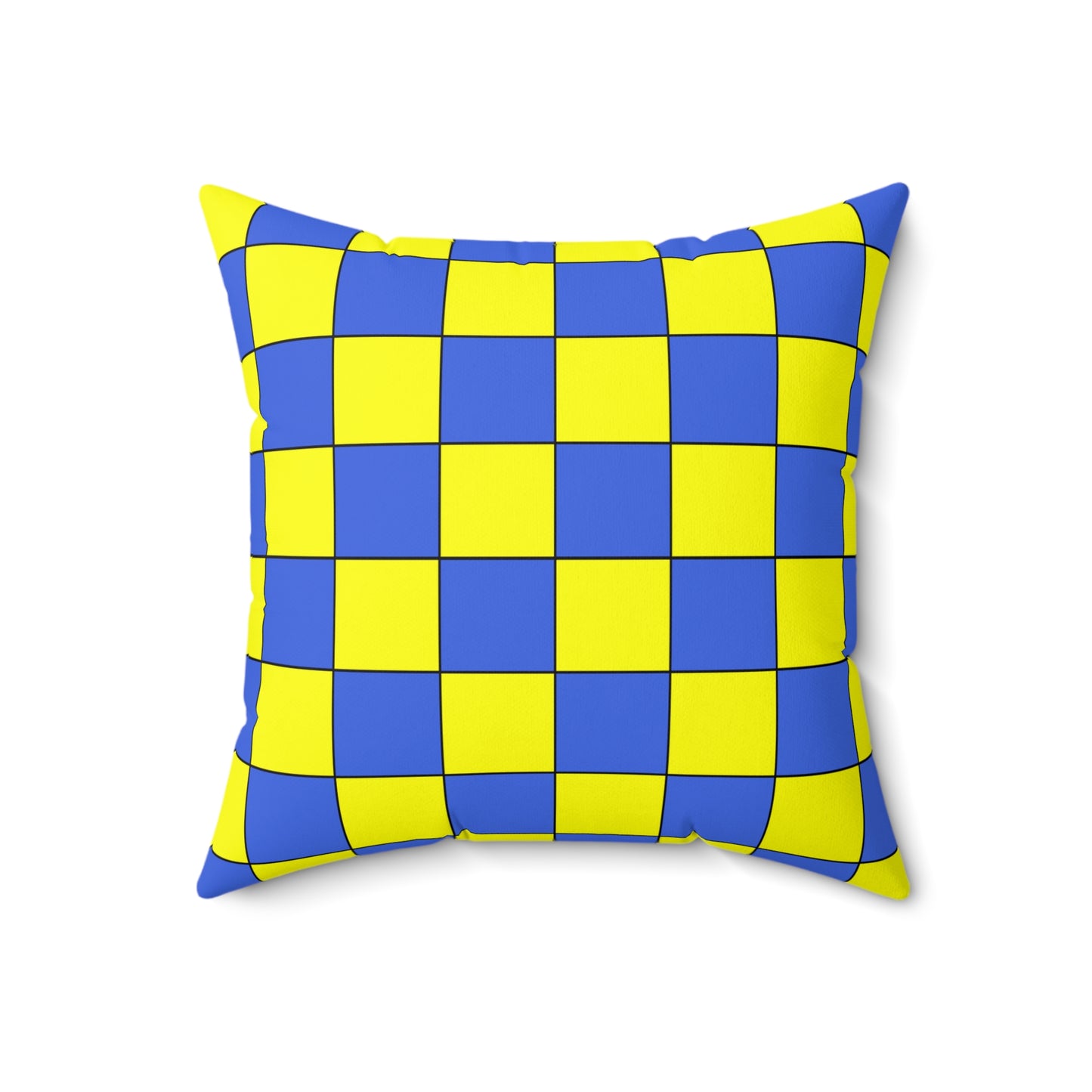 Royal Blue, Yellow Retro Check Cushion Pillow
